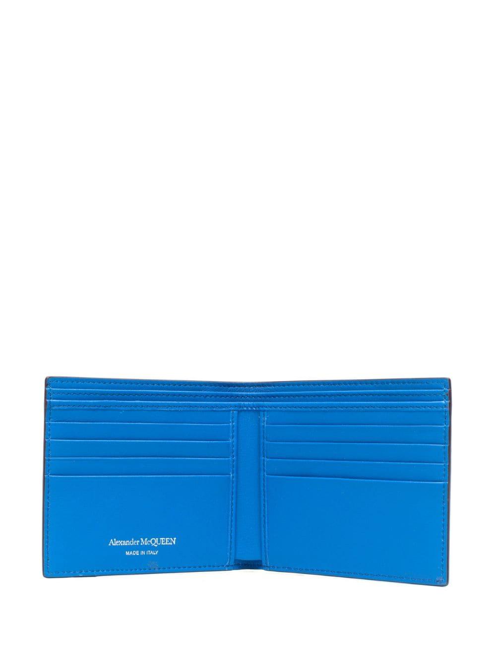 Alexander McQueen McQueen Graffiti Bi-Fold Leather Wallet - Blue