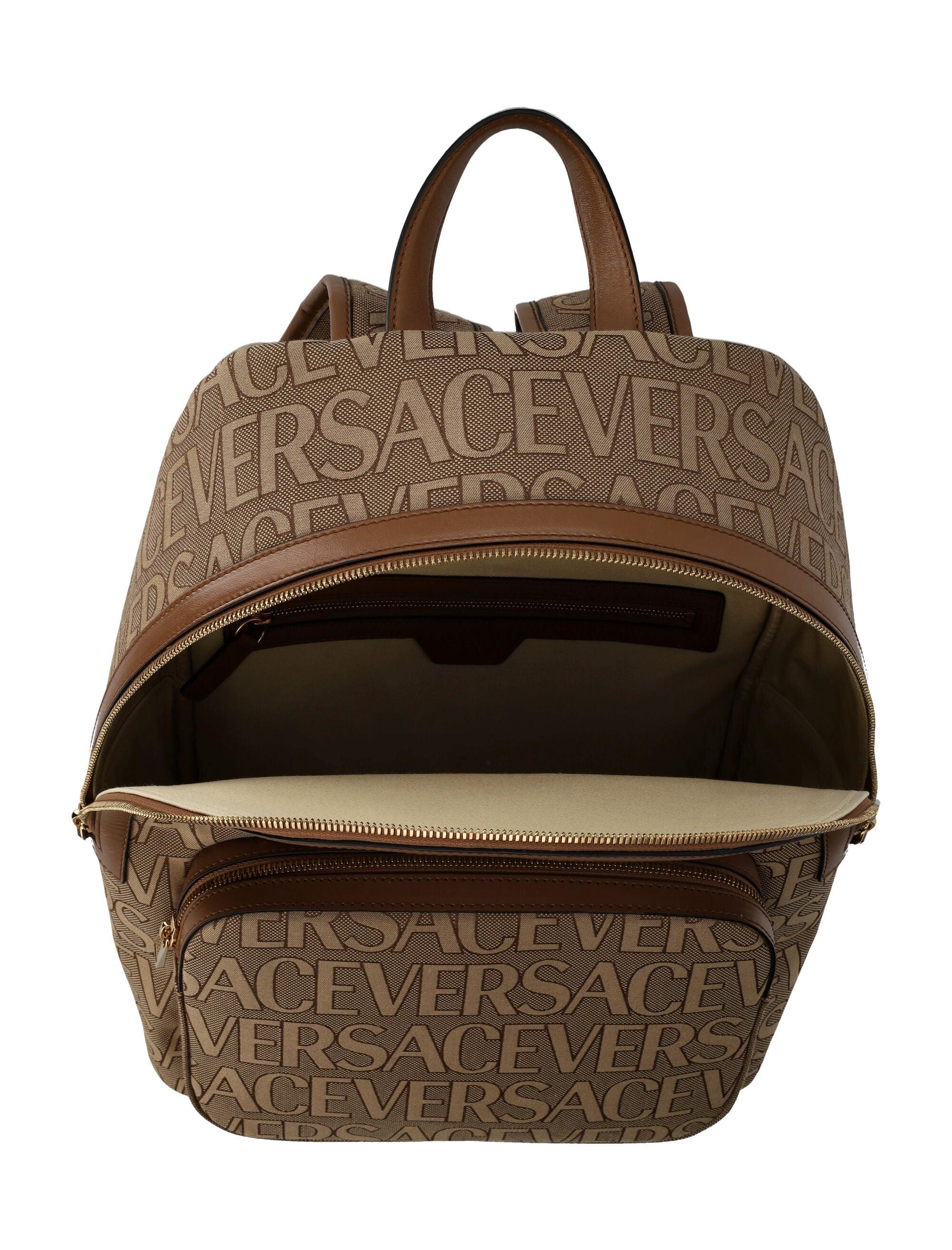 Versace Allover Backpack in Brown for Men