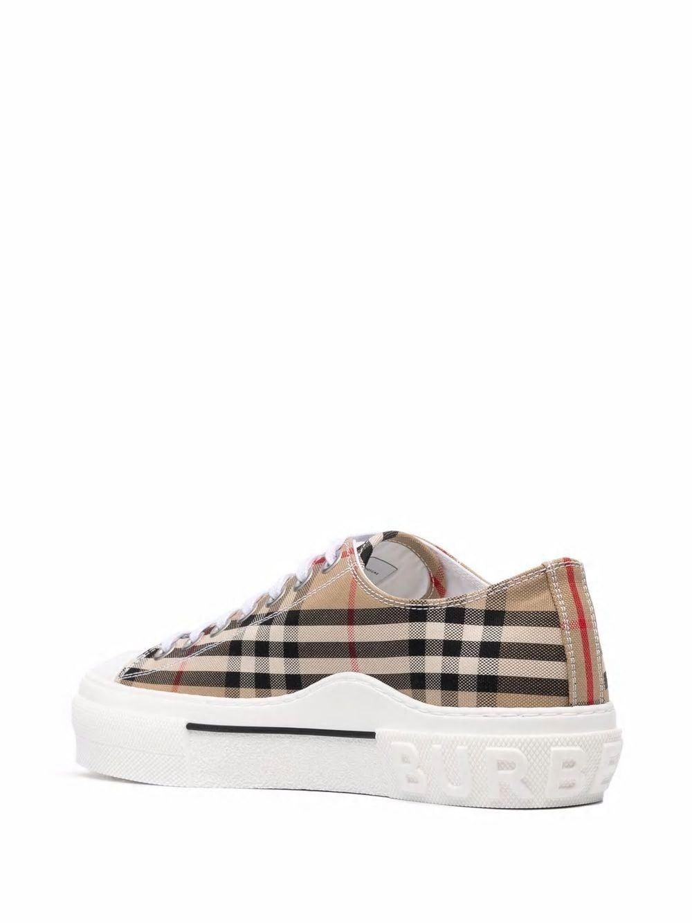 Burberry Checked Motif Canvas Sneakers in Brown for Men Lyst