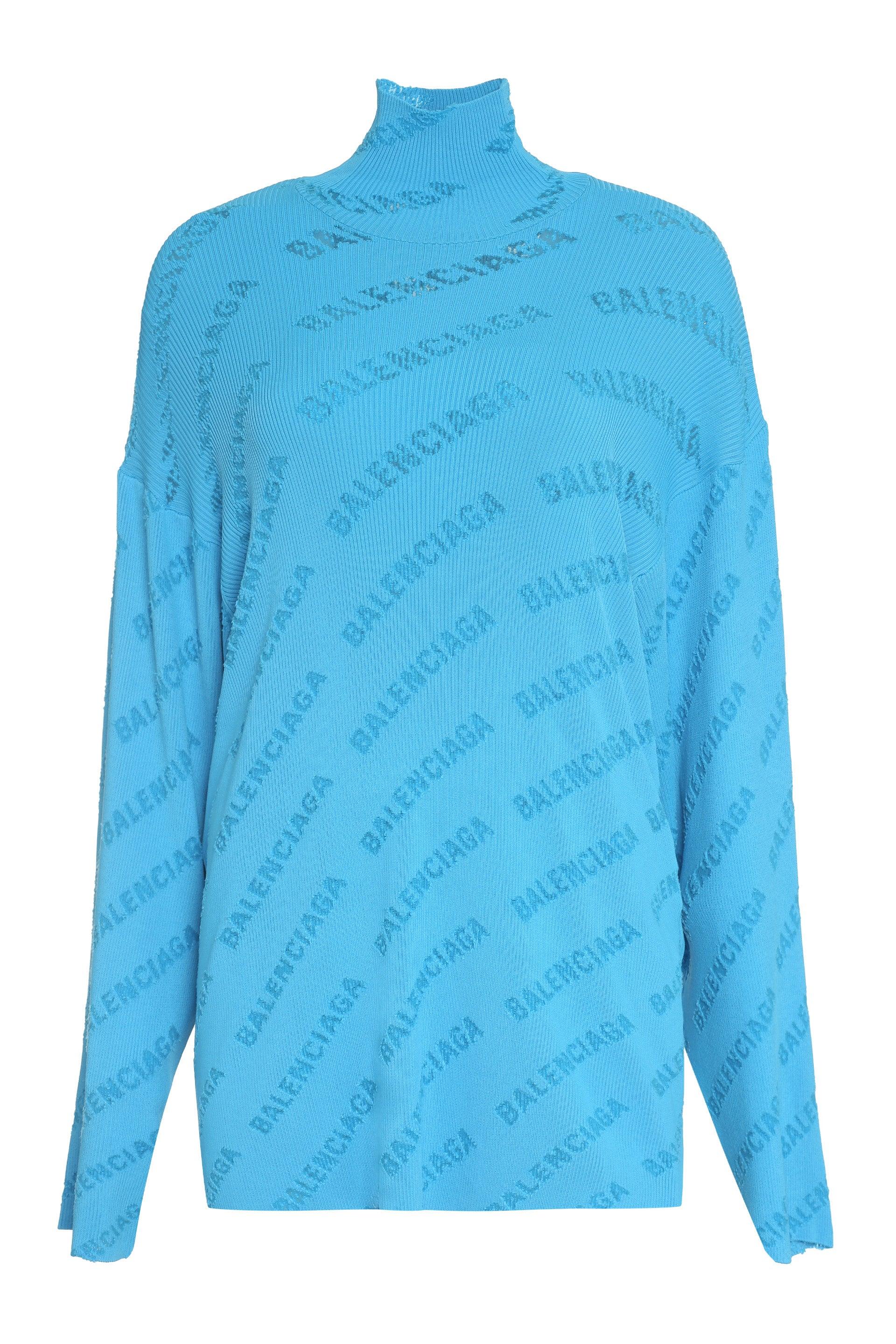 Balenciaga Turtleneck Sweater in Blue | Lyst