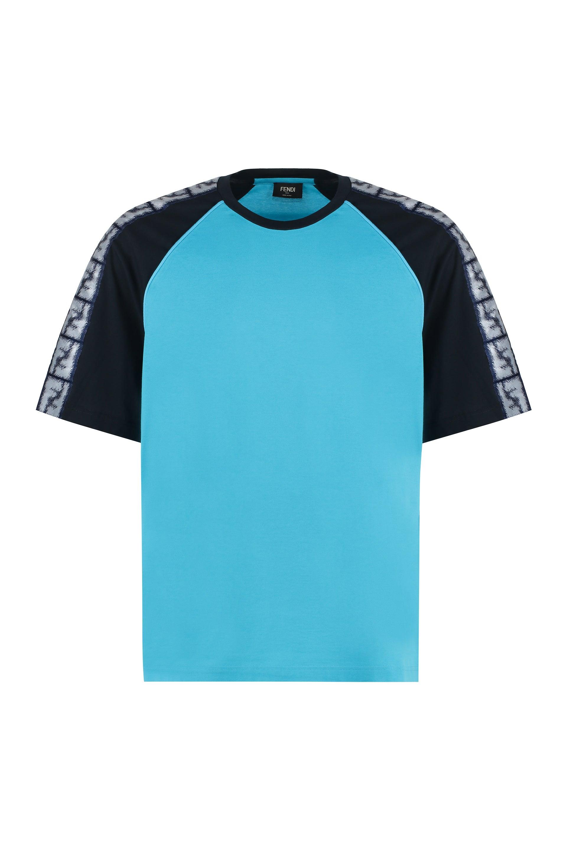 Fendi Cotton Crew-neck T-shirt in Blue for Men | Lyst