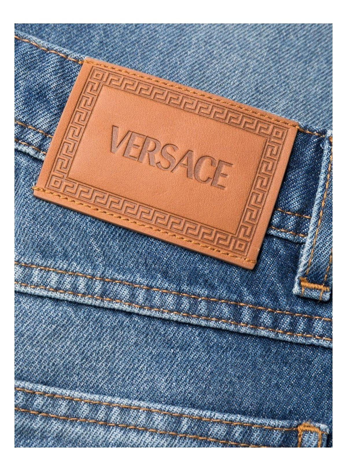 【関税&送料込】Versace Pant Denim Stone Wash Denim Fabric Versace Mid-Rise Stone Wash Denim Wide-Leg Pants | Neiman Marcus