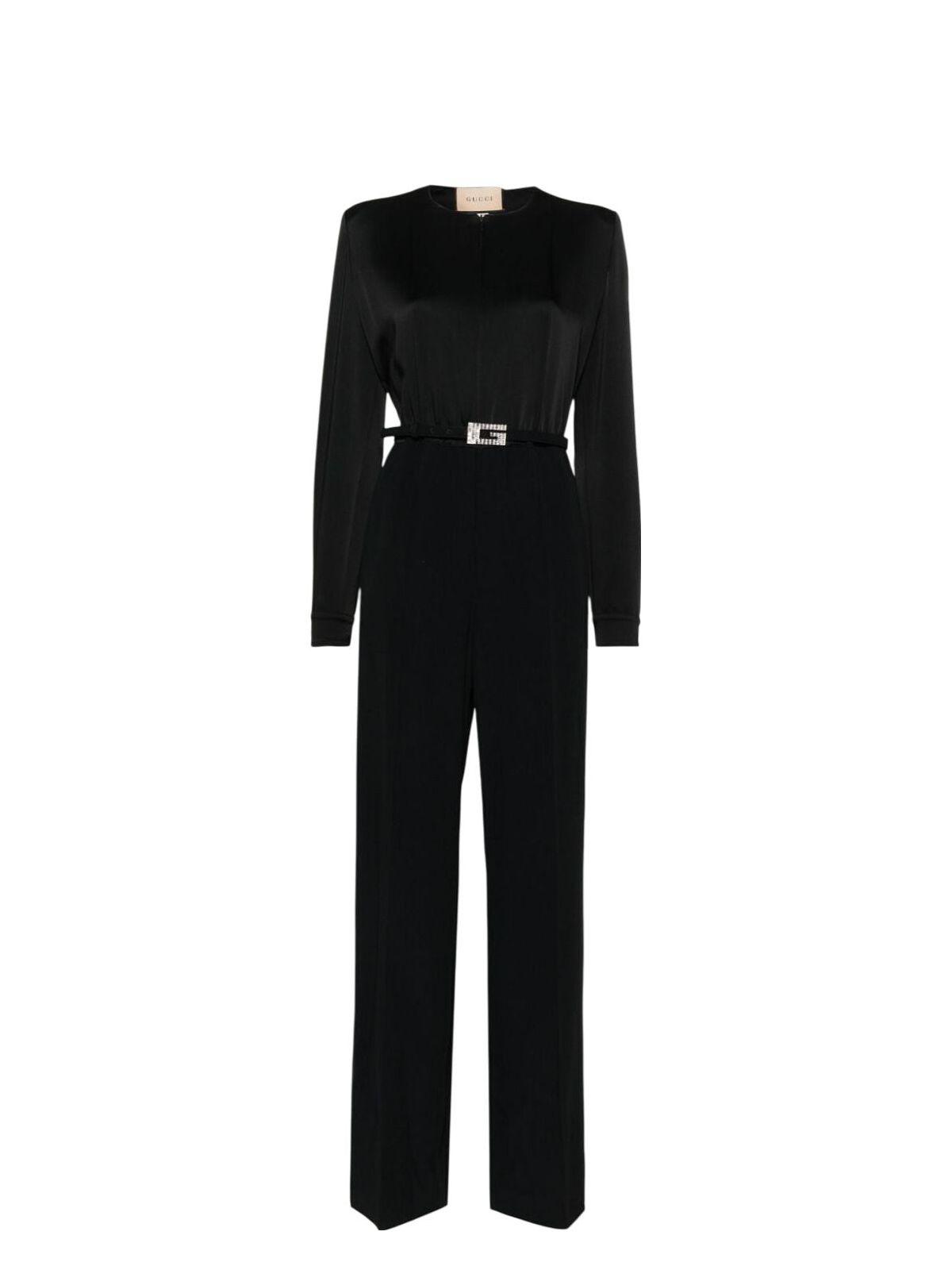 オールインワン・サロペット GUCCI BLACK STRETCH WOOL JUMPSUIT Gucci Black Stretch Wool Jumpsuit – Fashdes