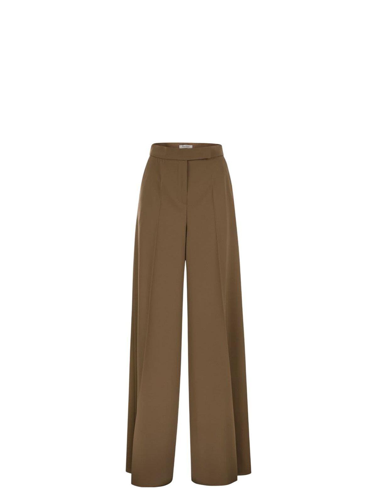 Max Mara Wool Ninfa Wide-Leg Pant in Natural | Lyst