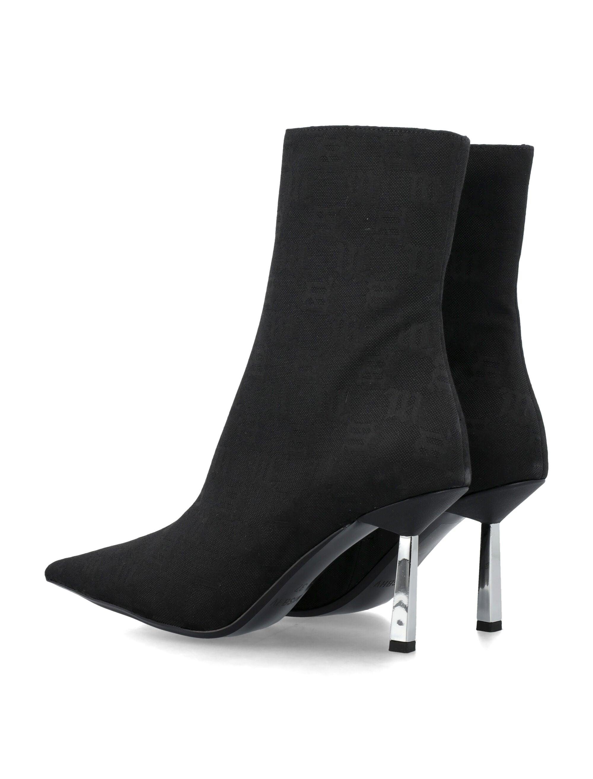 Monogram Logo Heel Ankle Boots : Women Boots Black