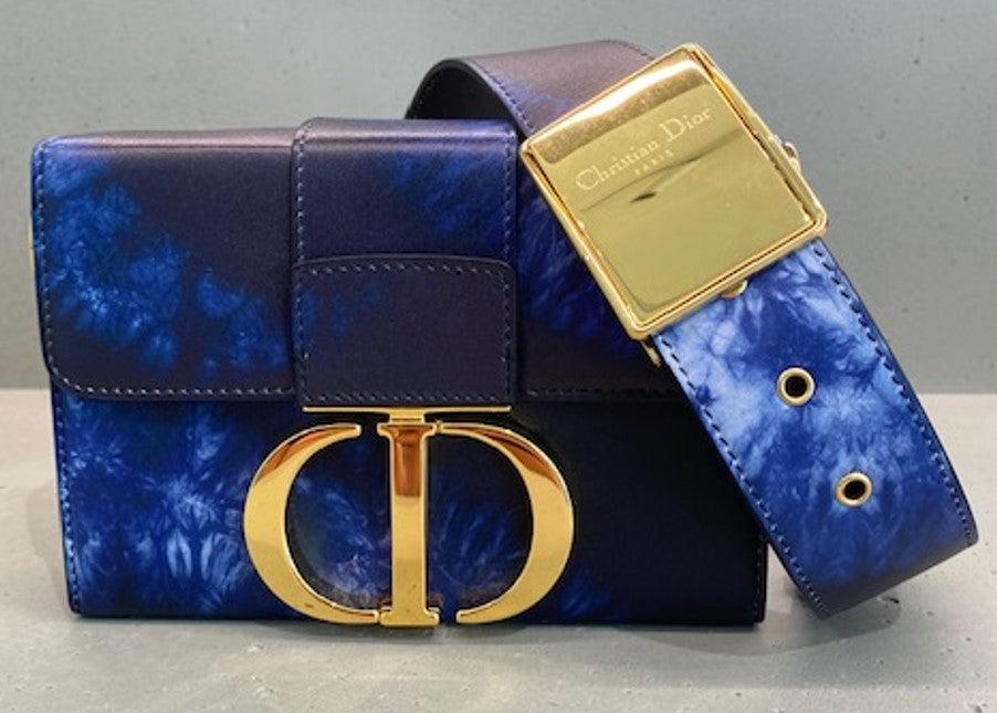 Dior Calfskin Tie Dye 30 Montaigne Box Bag in Blue