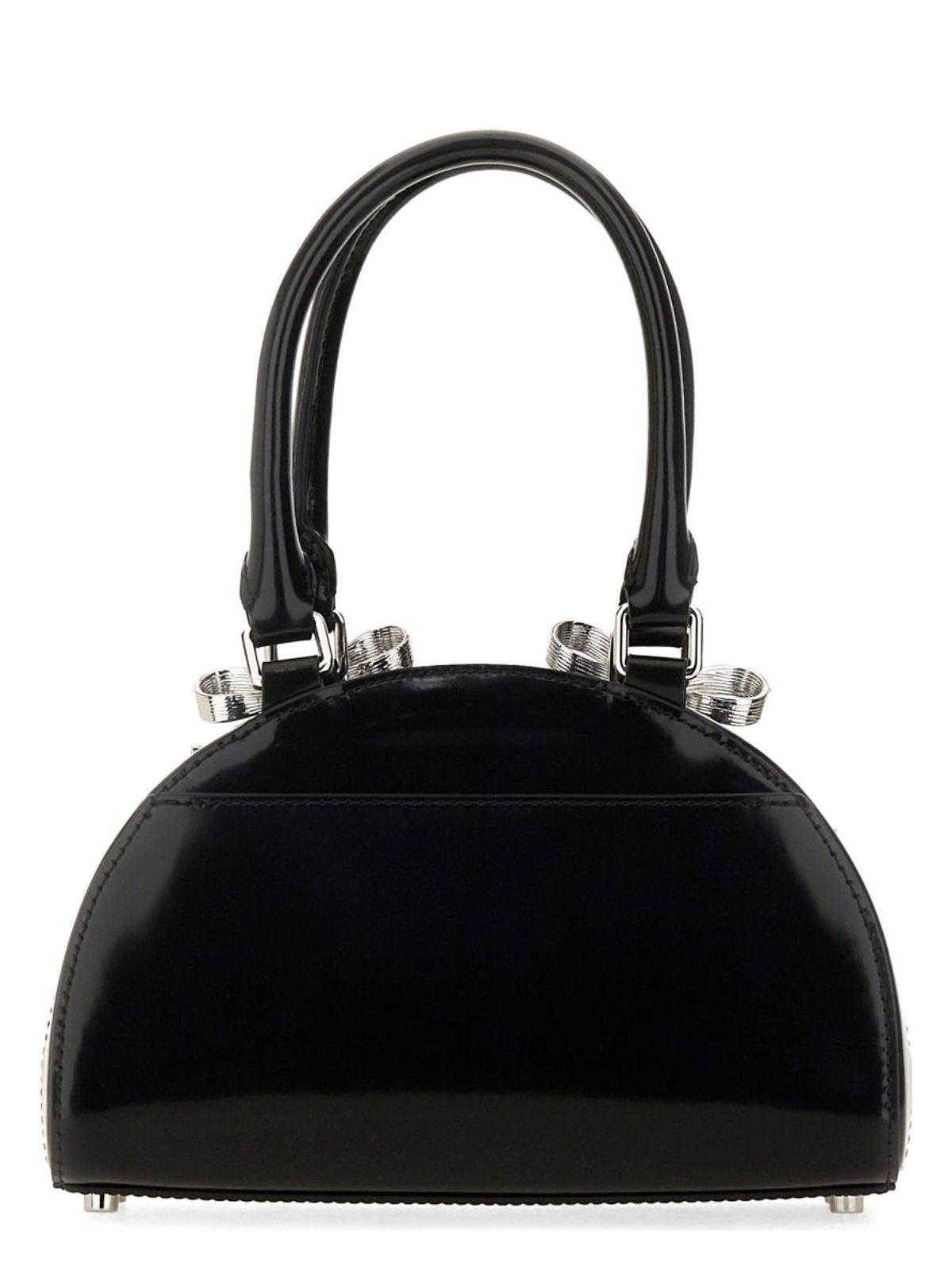 Self-Portrait Leather Curved Mini Tote Bag in Black | Lyst