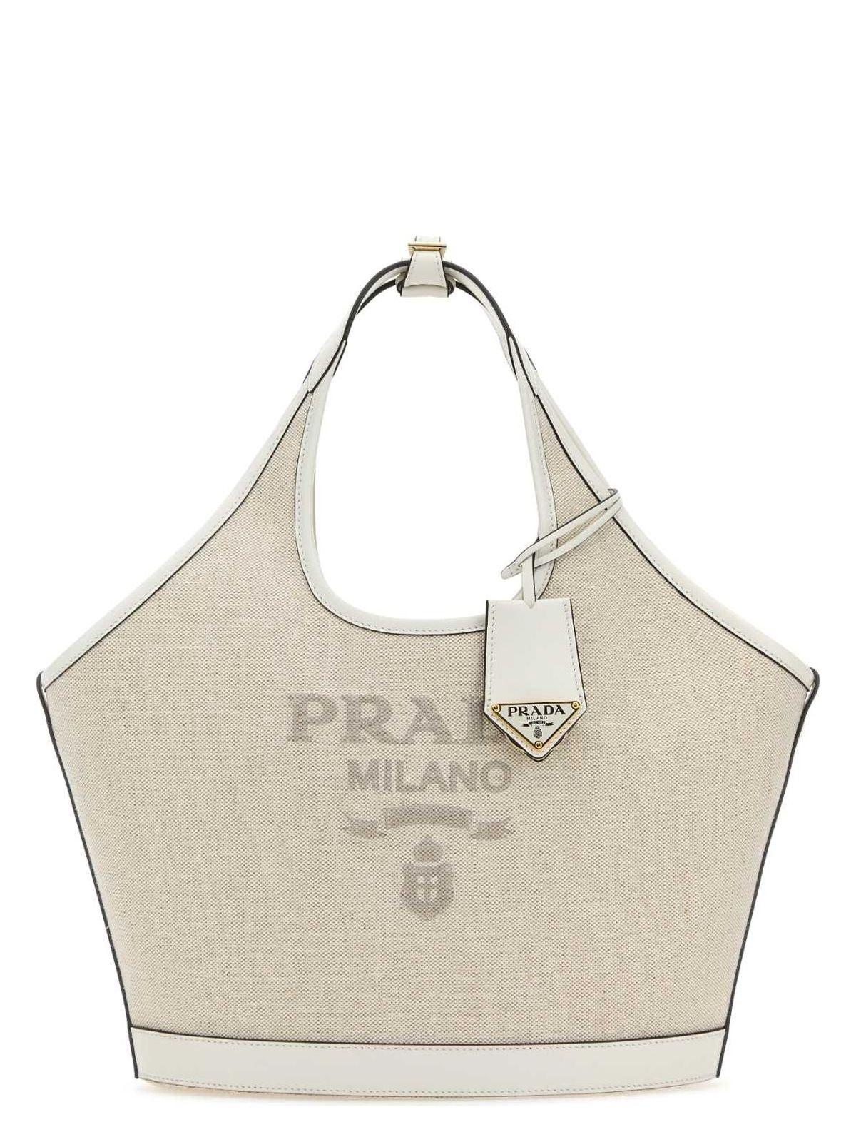 【関税&送料込】Prada Sand Canvas Handbag Prada Women Sand Canvas Shopping Bag In Brown | ModeSens