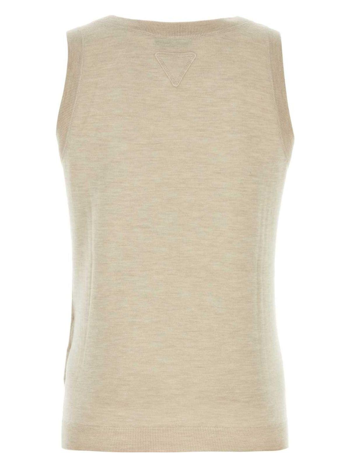 【送料&関税込】Prada Melange Sand Cashmere Tank Top Prada Melange Sand Cashmere Tank Top in Natural | Lyst