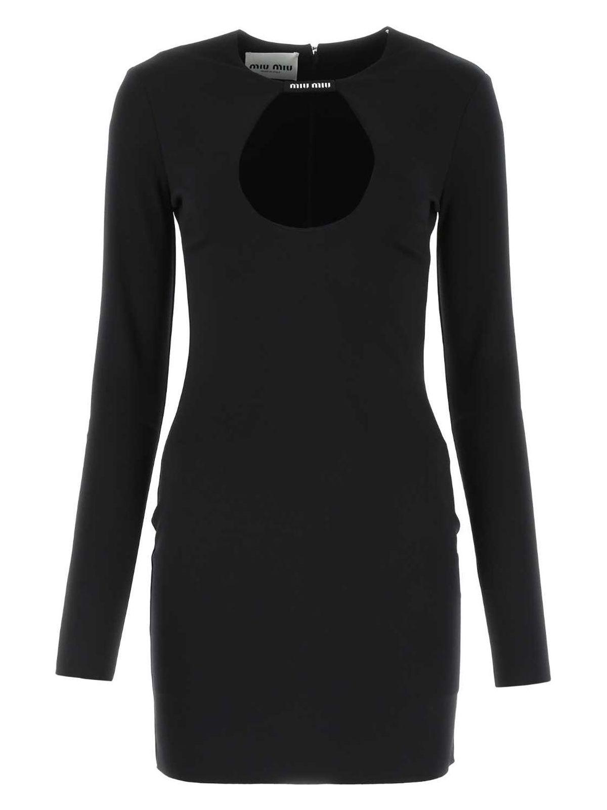 ワンピース MiuMiu Black stretch nylon mini dress Miu Miu Stretch Nylon Mini Dress in Black | Lyst