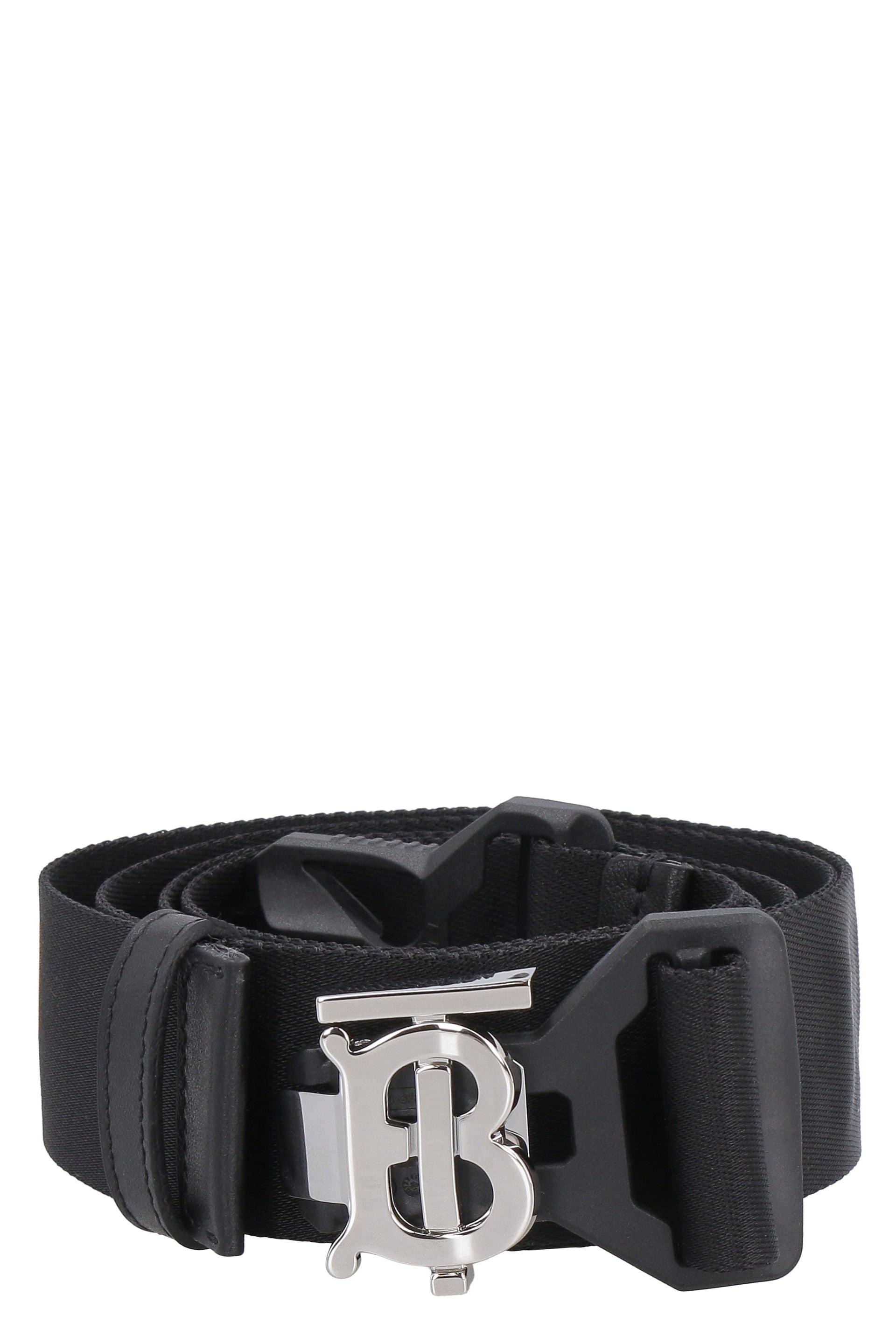Burberry Matte Monogram Motif Leather Belt In Black