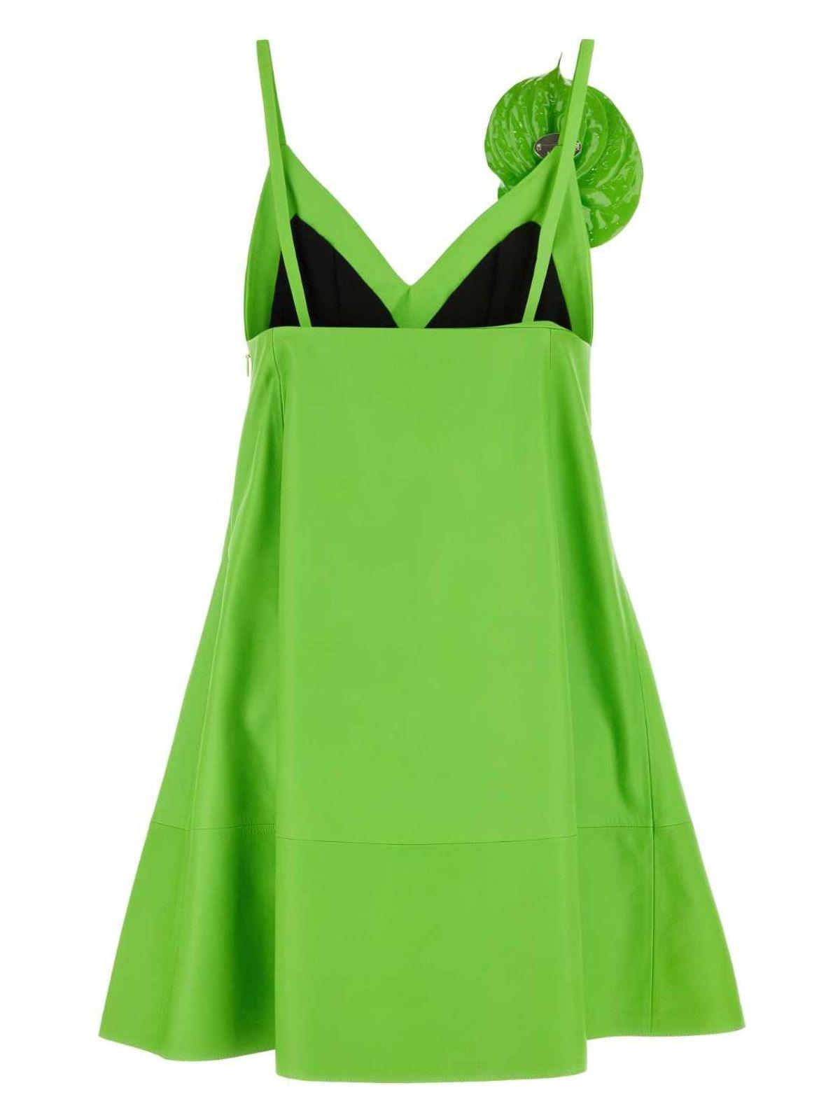 ワンピース Loewe Fluo Green Leather Mini Dress Loewe Fluo Leather Mini Dress in Green | Lyst