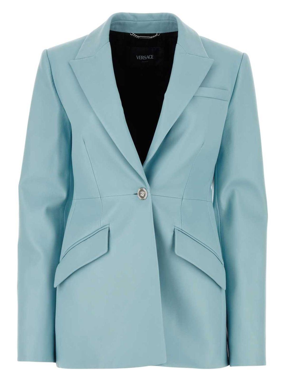Versace Light- Leather Blazer in Blue | Lyst UK
