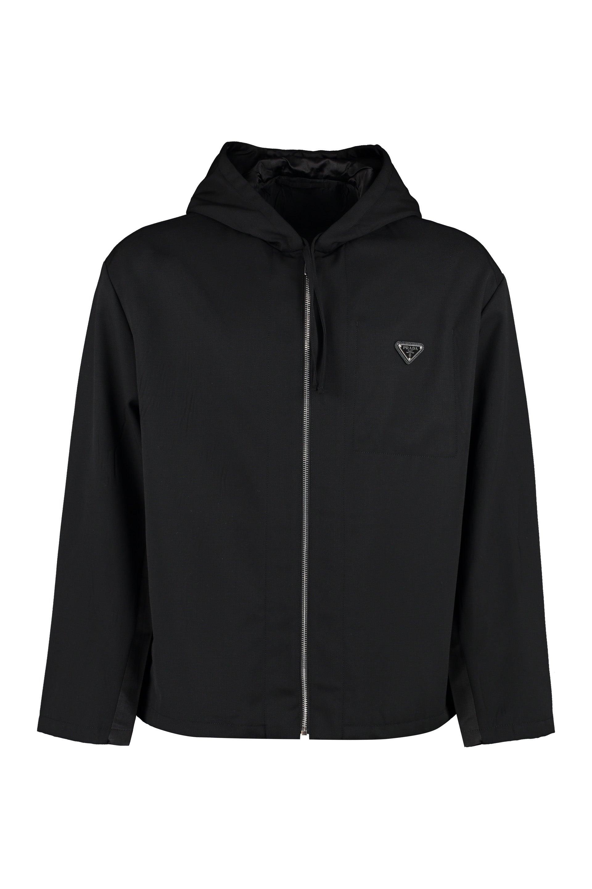 Prada Wool Zipped Jacket in Black for Men | Lyst