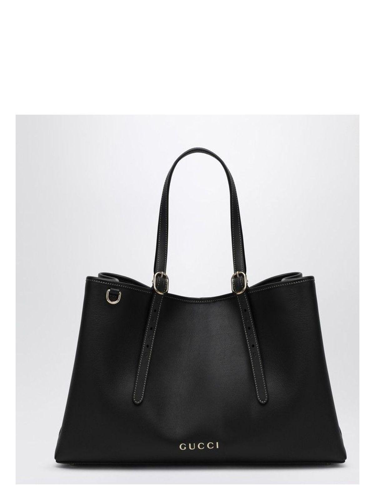 Gucci Medium Gg Emblem Shopping Bag in Black | Lyst