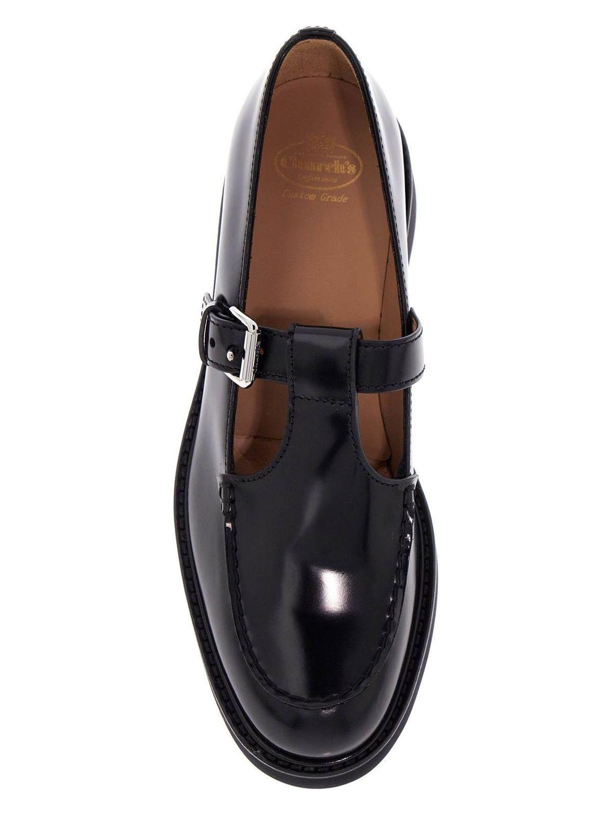 サンダル・ミュール CHURCH'S Black Leather Nadine Mock Strap Shoes Church's Leather Nadine Mock Strap Shoes in Black | Lyst