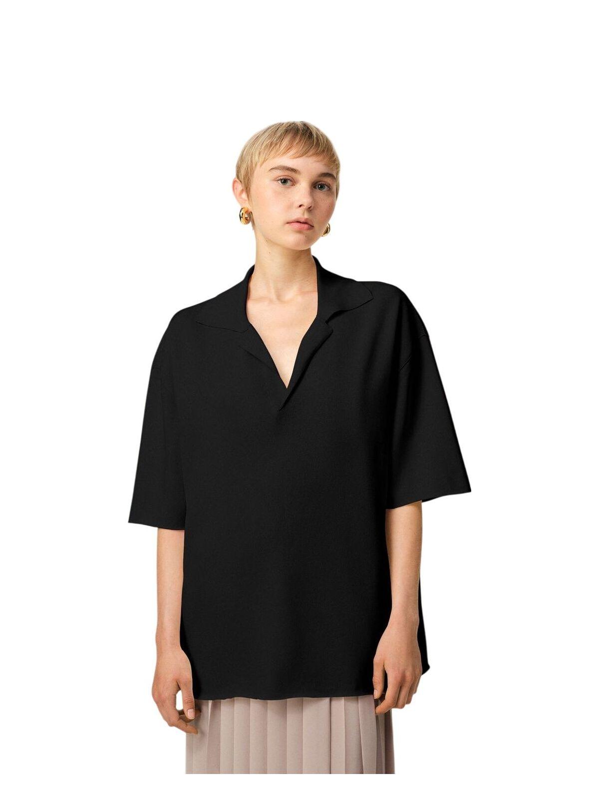 Tシャツ・カットソー AMI PARIS Black viscose blend oversize polo shirt Ami Paris Viscose Blend Oversize Polo Shirt in Black for Men