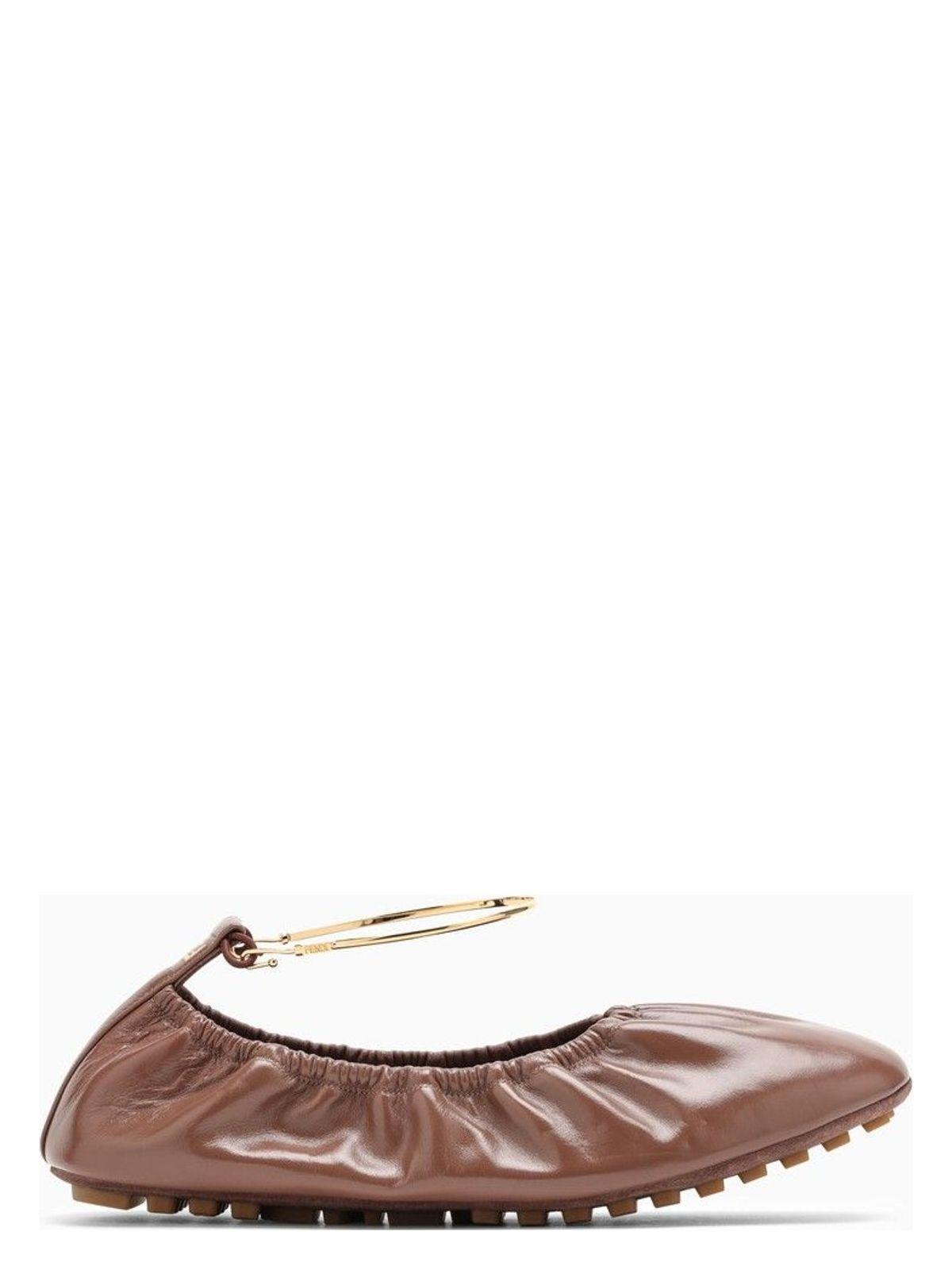 シューズ・サンダルその他 FENDI Fendi Filo jasper-coloured leather ballerina Fendi Filo Jasper-Coloured Leather Ballerina Sandal in Brown