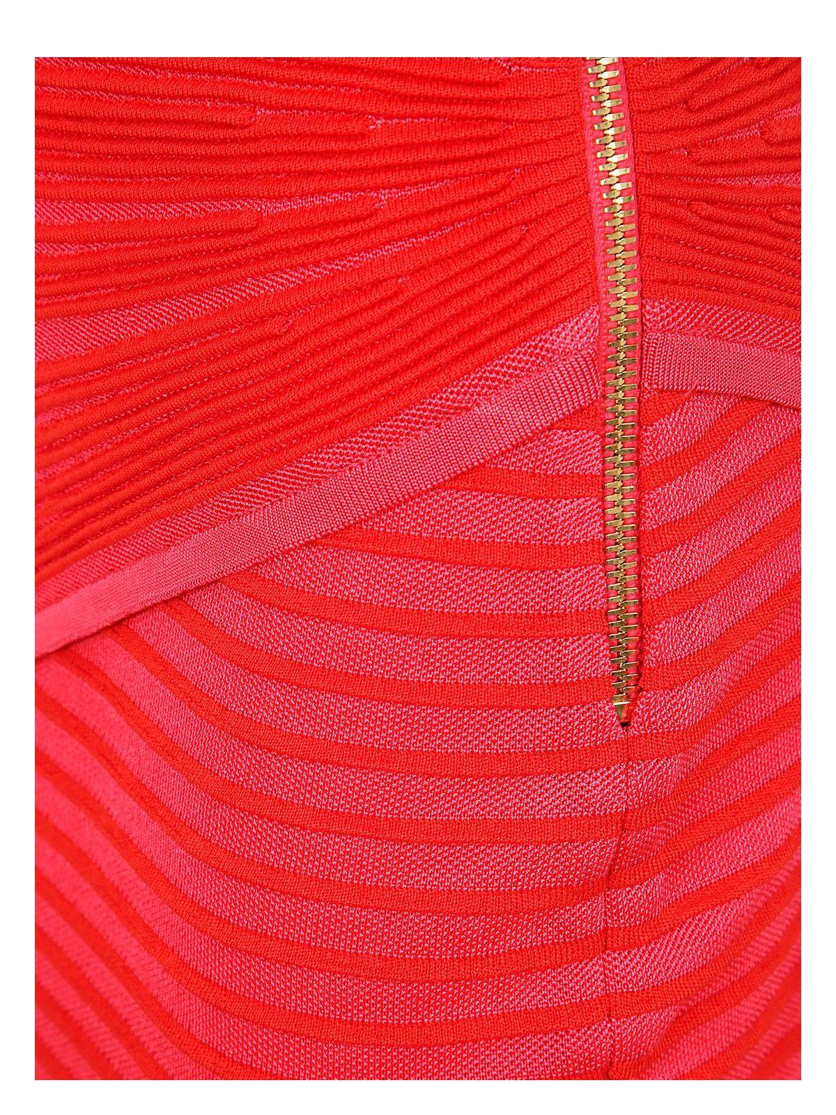 Balmain Flechage Knit Knee Lenght Skirt in Red | Lyst
