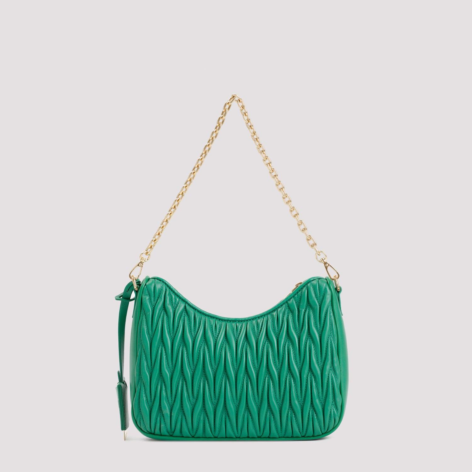 GREEN MIU MIU MIU MIU MATELASSÉ LAMB LEATHER BAG (5BH211VTWON88)