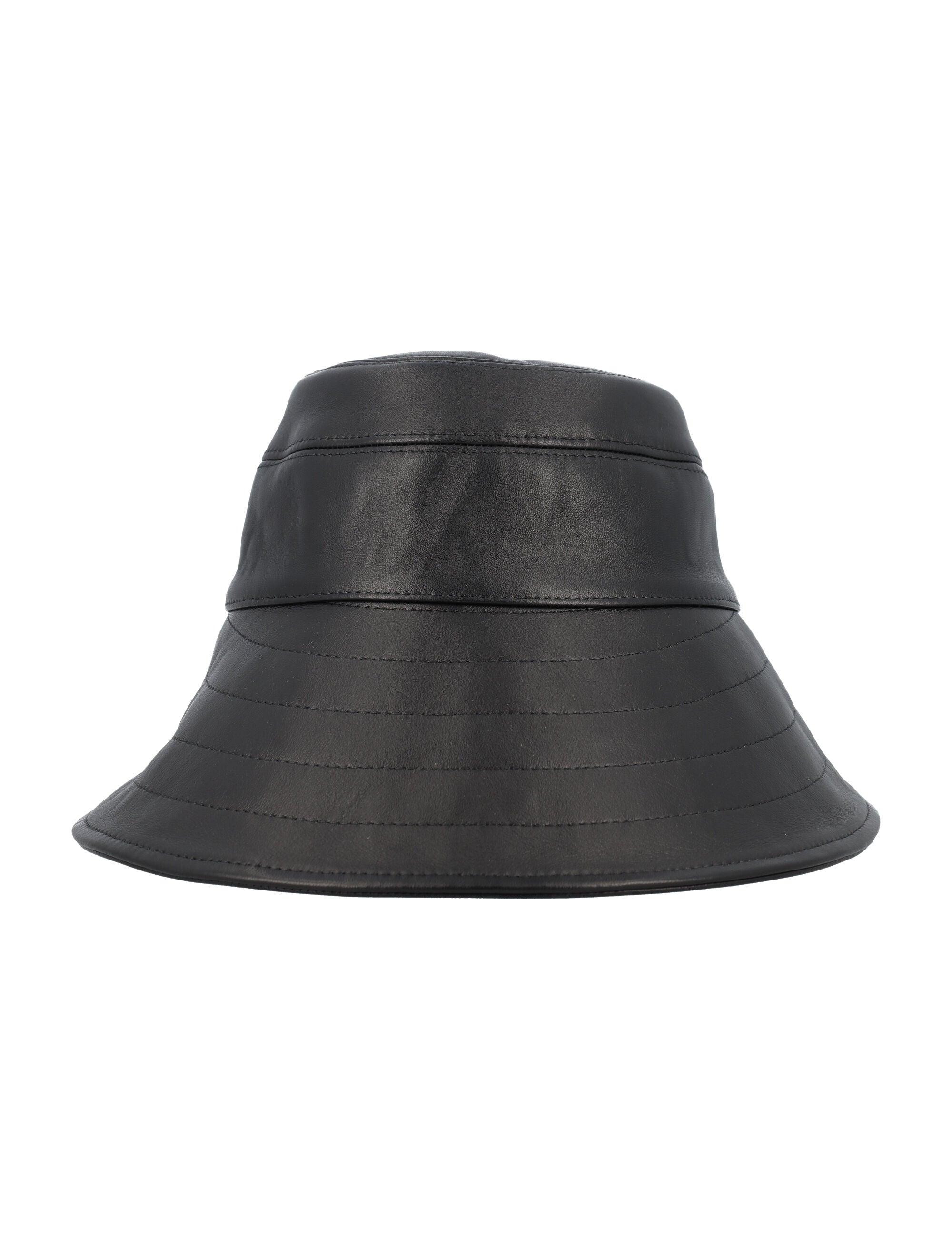 The Attico Leather Bucket Hat in Black Lyst
