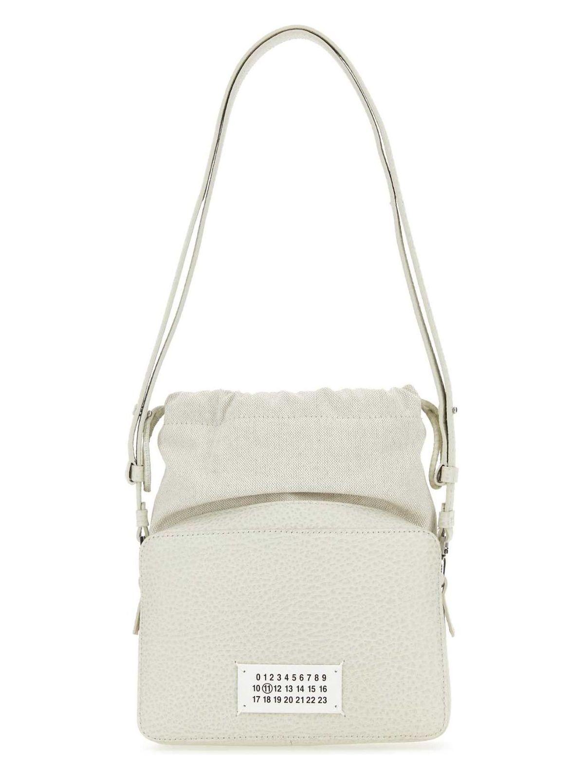 ショルダーバッグ・ポシェット MAISON MARGIELA CHALK LEATHER AND FABRIC 5AC BUCKET BAG Maison Margiela Chalk Leather And Fabric 5Ac Bucket Bag in