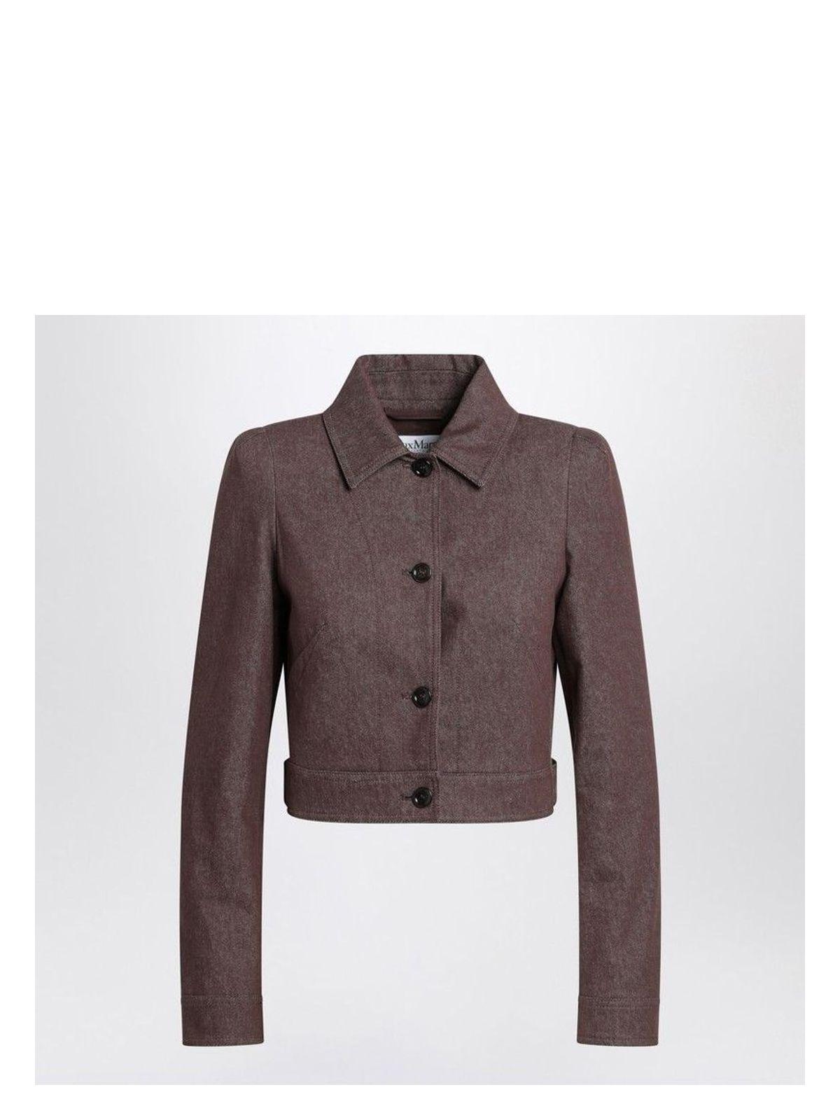 ブルゾン MAX MARA CROPPED BROWN DENIM-EFFECT JACKET Denim-effect cropped jacket, brown | 