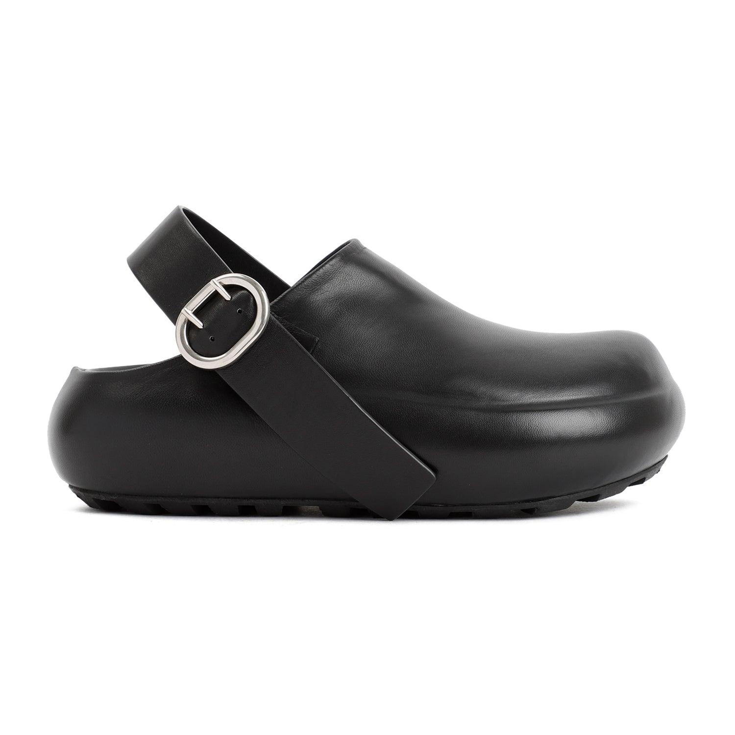 Jil Sander Nappa Leather Sabot Shoes in Black | Lyst