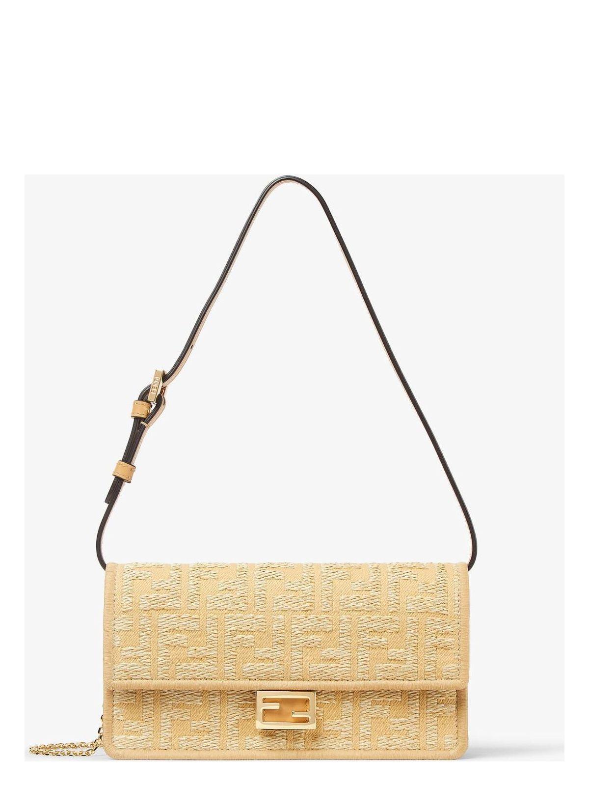 【FENDI】WALLET ON CHAIN PAGLIA FF/VITE◆8M0498AV23 Fendi Wallet On Chain Paglia Ff/Vite in Natural | Lyst