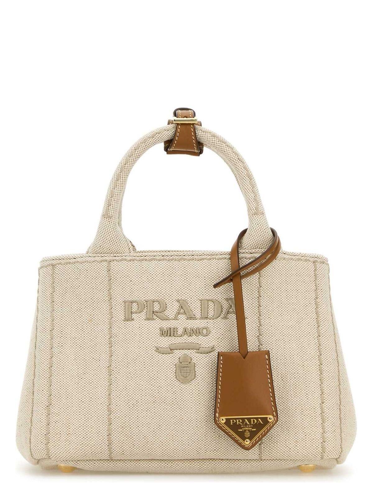 トートバッグ PRADA Sand Leather Shopping Bag Prada Sand Canvas Shopping Bag | italist