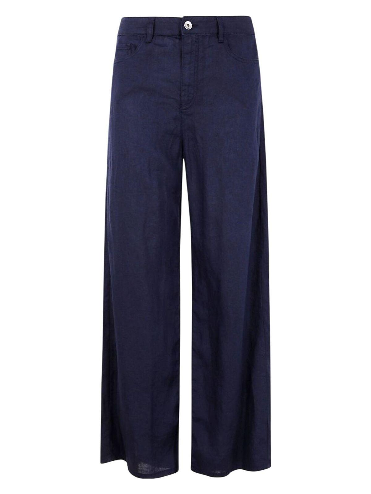 Emporio Armani Linen Trousers in Blue | Lyst
