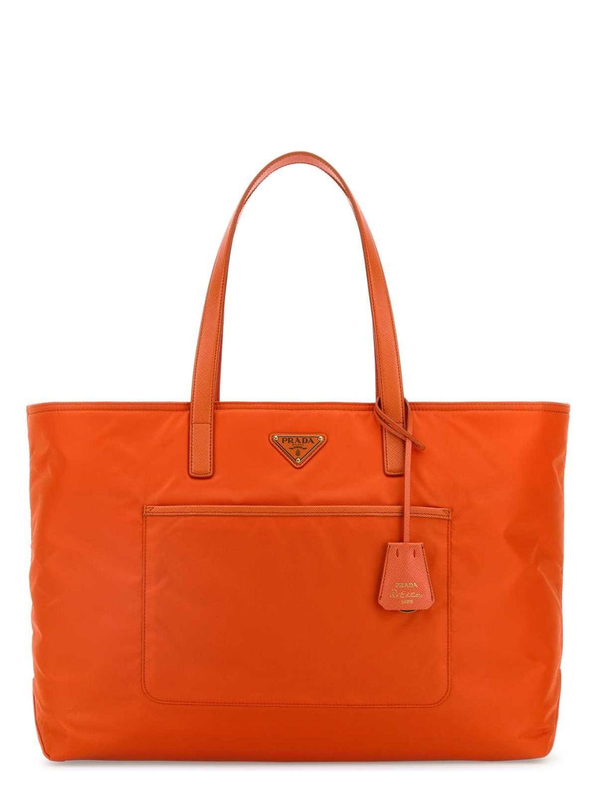 Prada Papaya Orange Tessuto Nylon and Leather Mini Messenger