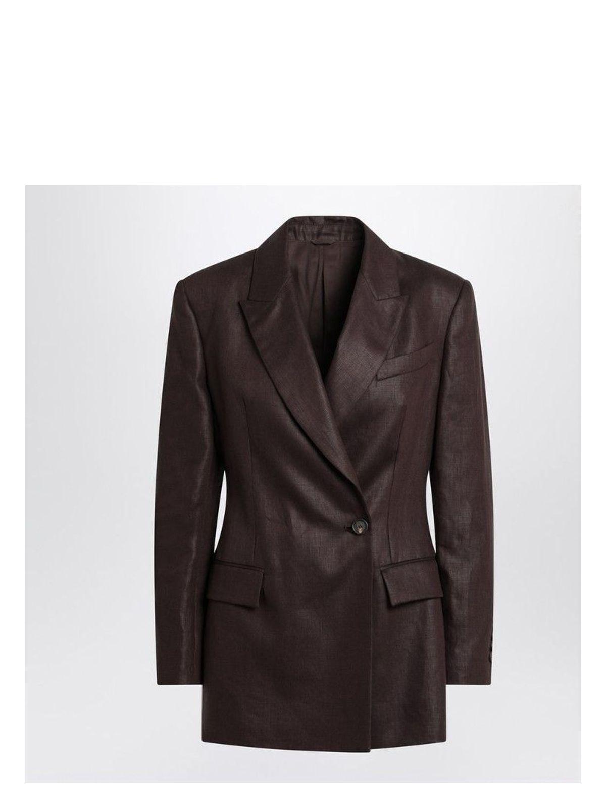 ジャケット Brunello Cucinelli Shiny brown linen twill jacket Brunello Cucinelli Shiny Linen Twill Jacket in Brown | Lyst