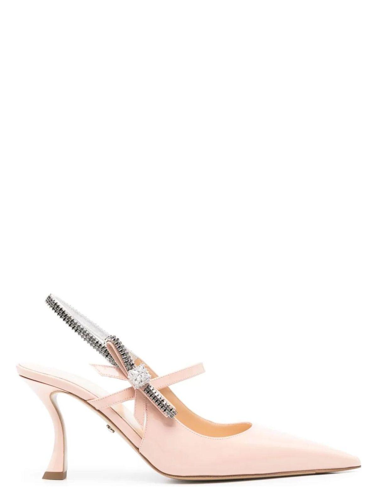 サンダル・ミュール MACH & MACH CRYSTAL CUBA NUDE PATENT LEATHER SLINGBACK 85MM Mach & Mach Crystal Cuba Nude Patent Leather Slingback 85Mm