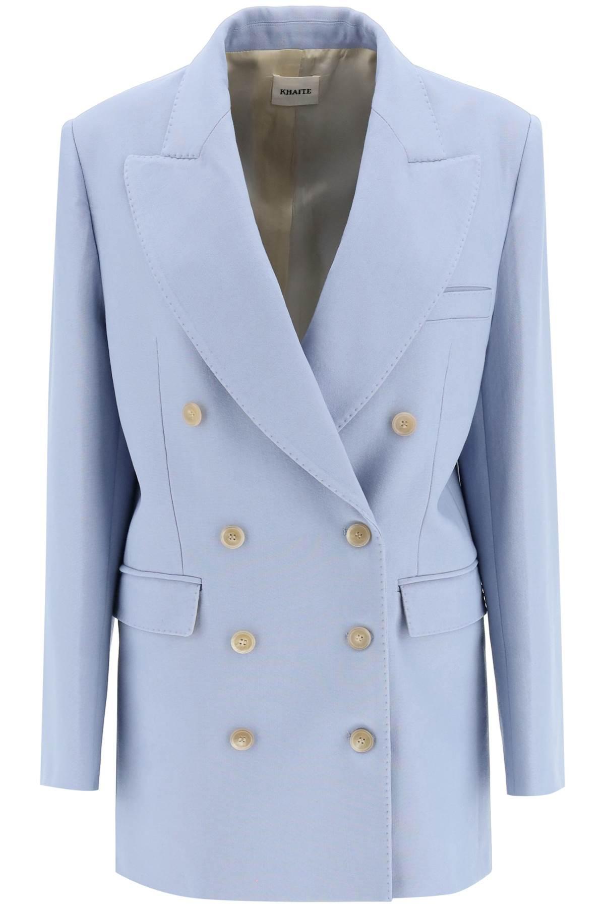 Khaite 'balton' Over Wool And Viscose Blazer in Blue | Lyst