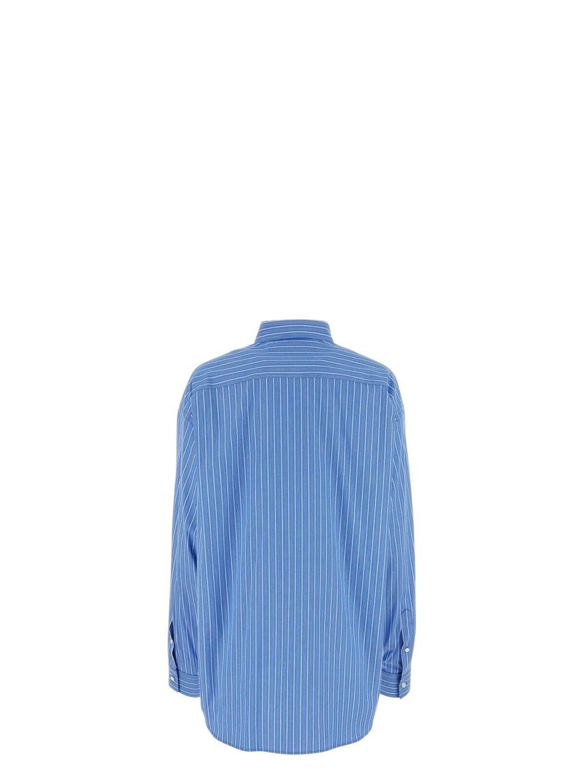Balenciaga Embroidered Poplin Oversize Shirt in Blue | Lyst