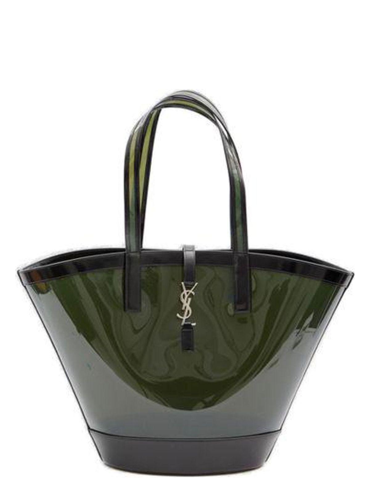 トートバッグ Saint Laurent Two-Tone Vinyl And Leather Panier Shopping Bag SAINT LAURENT Two-Tone Vinyl and Leather Panier Shopping Handbag