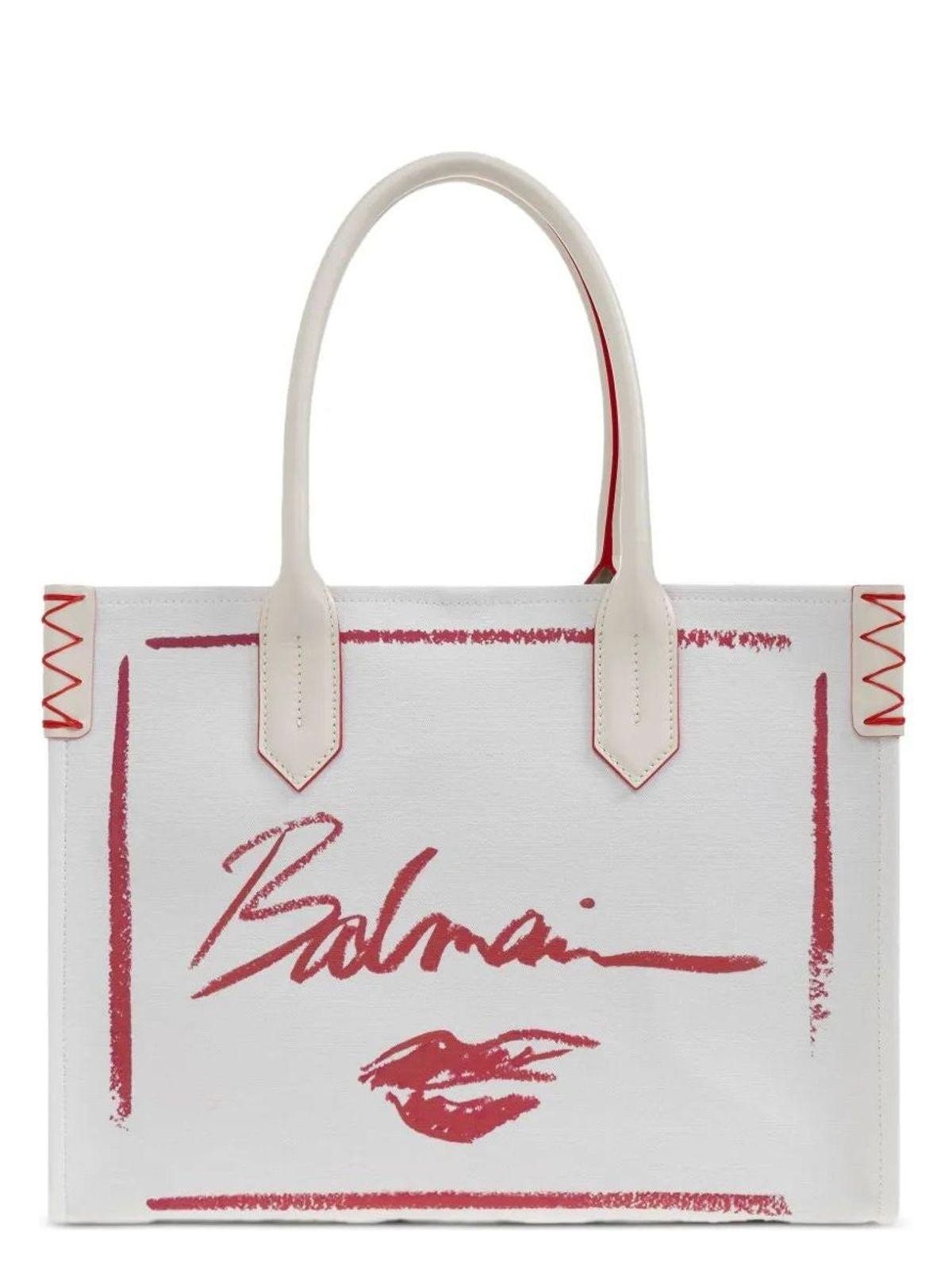 【Balmain】B-ARMY SHOPPER 36-LIPSTICK CANVAS◆EN0FF993TLIC Balmain B-Army Shopper 36-Lipstick Canvas in White | Lyst
