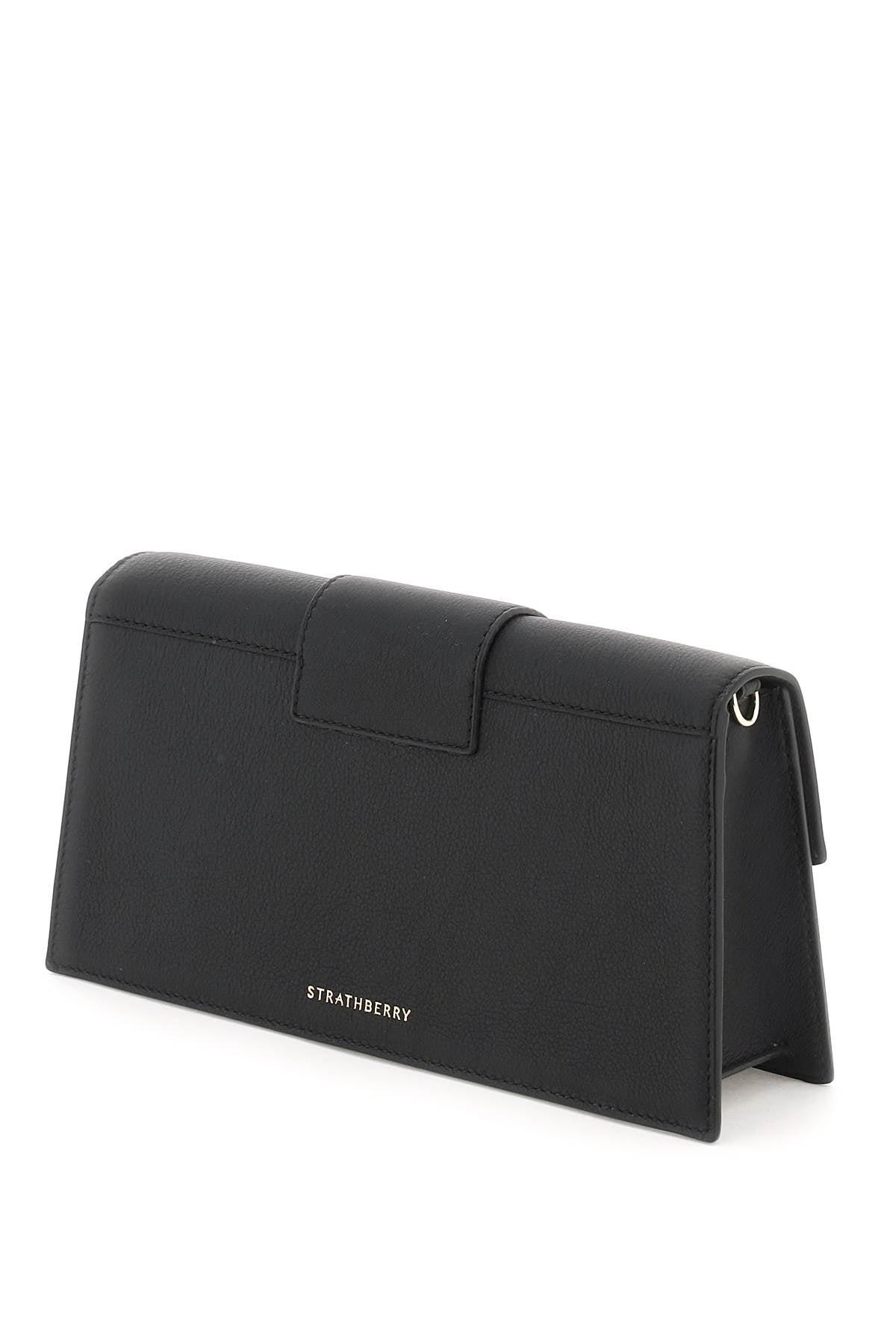 Strathberry Mini Crescent Leather Shoulder Bag In Black