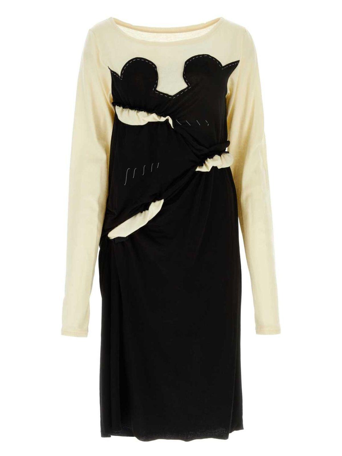 ワンピース MAISON MARGIELA TWO-TONE JERSEY DRESS Maison Margiela Two-Tone Jersey Dress in Black | Lyst