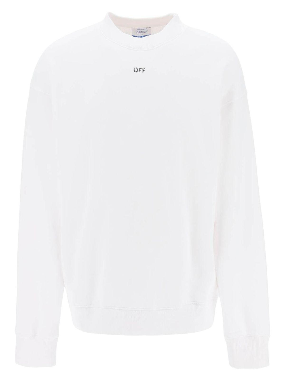OFF-WHITE Slim Fit Allover Logo Crewneck Sweatshirt Black