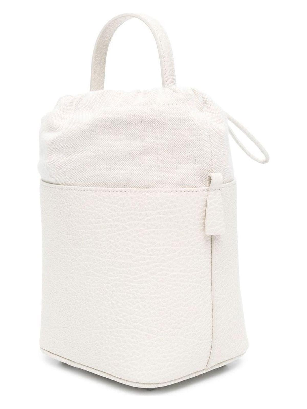 ショルダーバッグ・ポシェット MAISON MARGIELA CHALK LEATHER AND CANVAS MINI 5AC BUCKET BAG Maison Margiela Chalk Leather And Canvas Mini 5Ac Bucket Bag