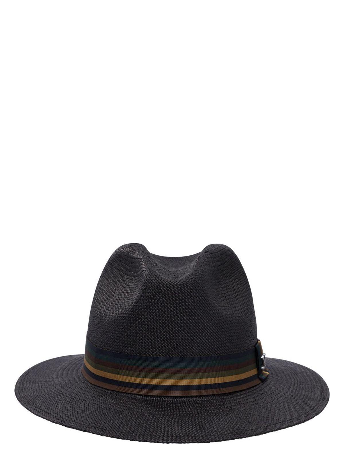 Max Mara Straw Panama Hat in Black | Lyst