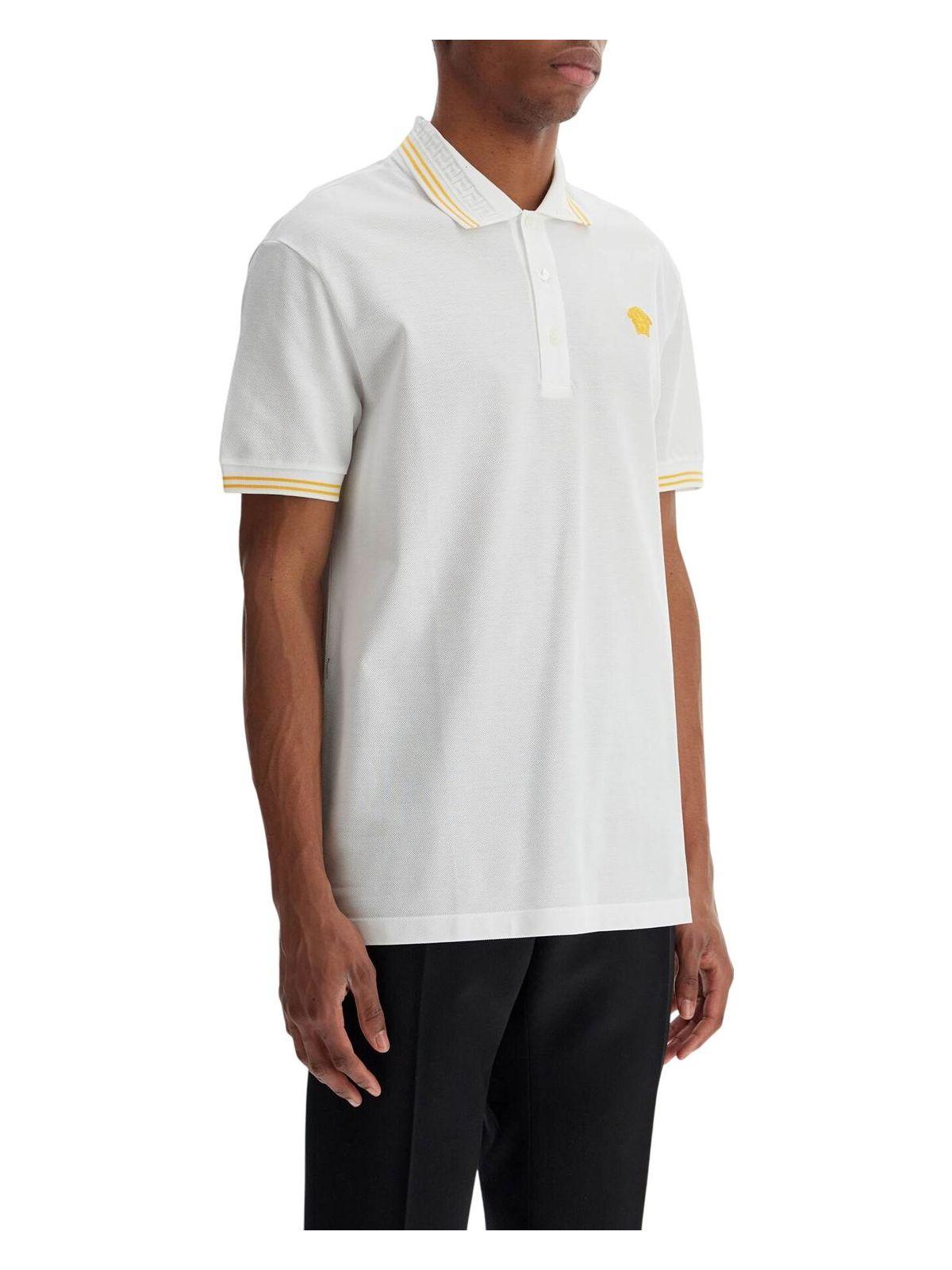 Tシャツ・カットソー VERSACE White Piquet Polo Shirt Versace Piquet Polo Shirt in White for Men | Lyst