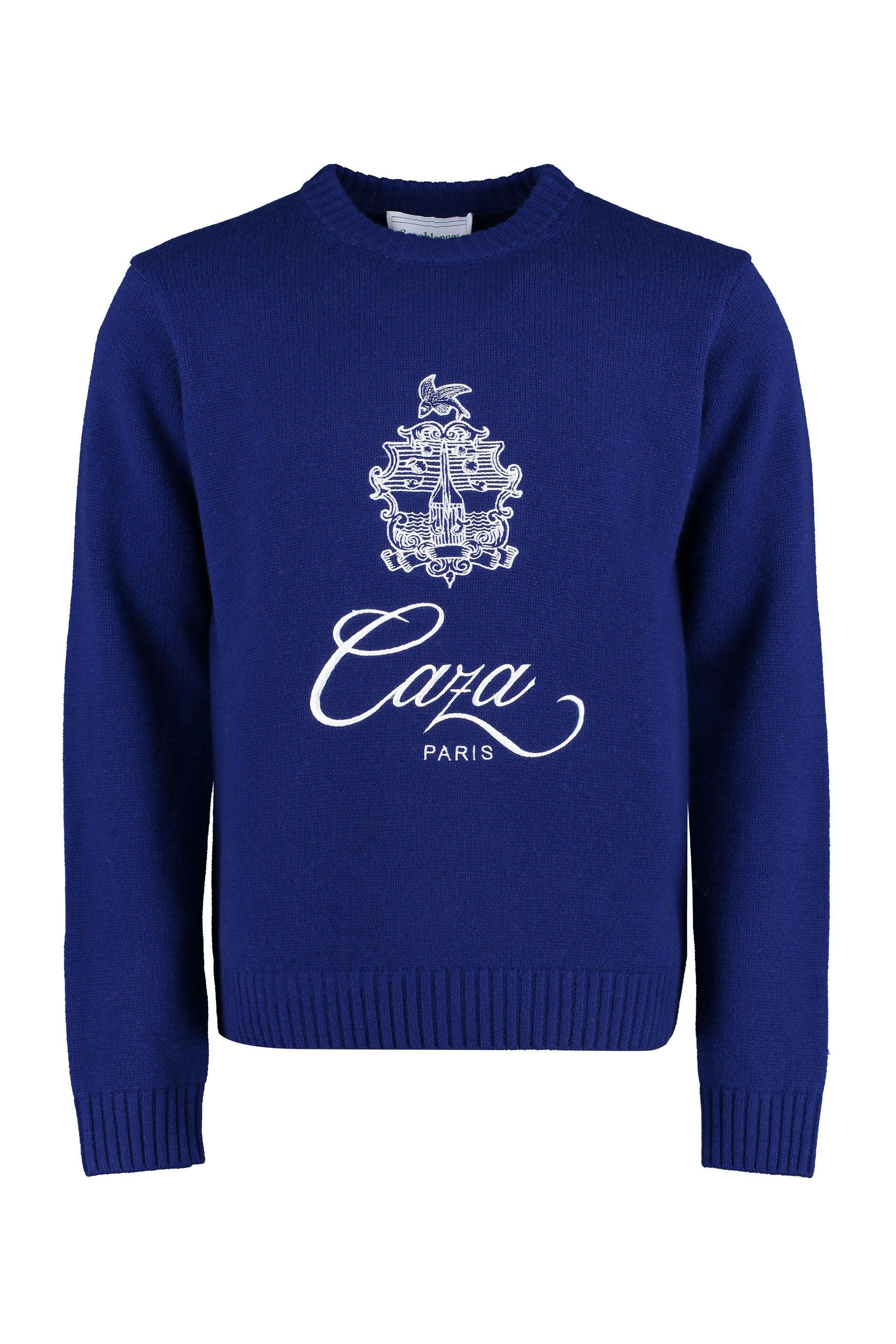 CASABLANCA Monogram Merino-blend Sweater in Blue for Men
