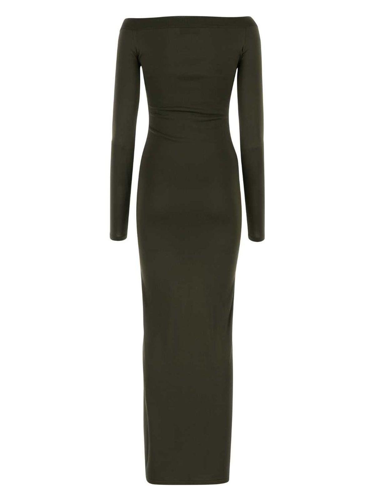 ワンピース Saint Laurent Khaki Viscose Blend Long Dress Saint Laurent Khaki Viscose Blend Long Dress in Green | Lyst