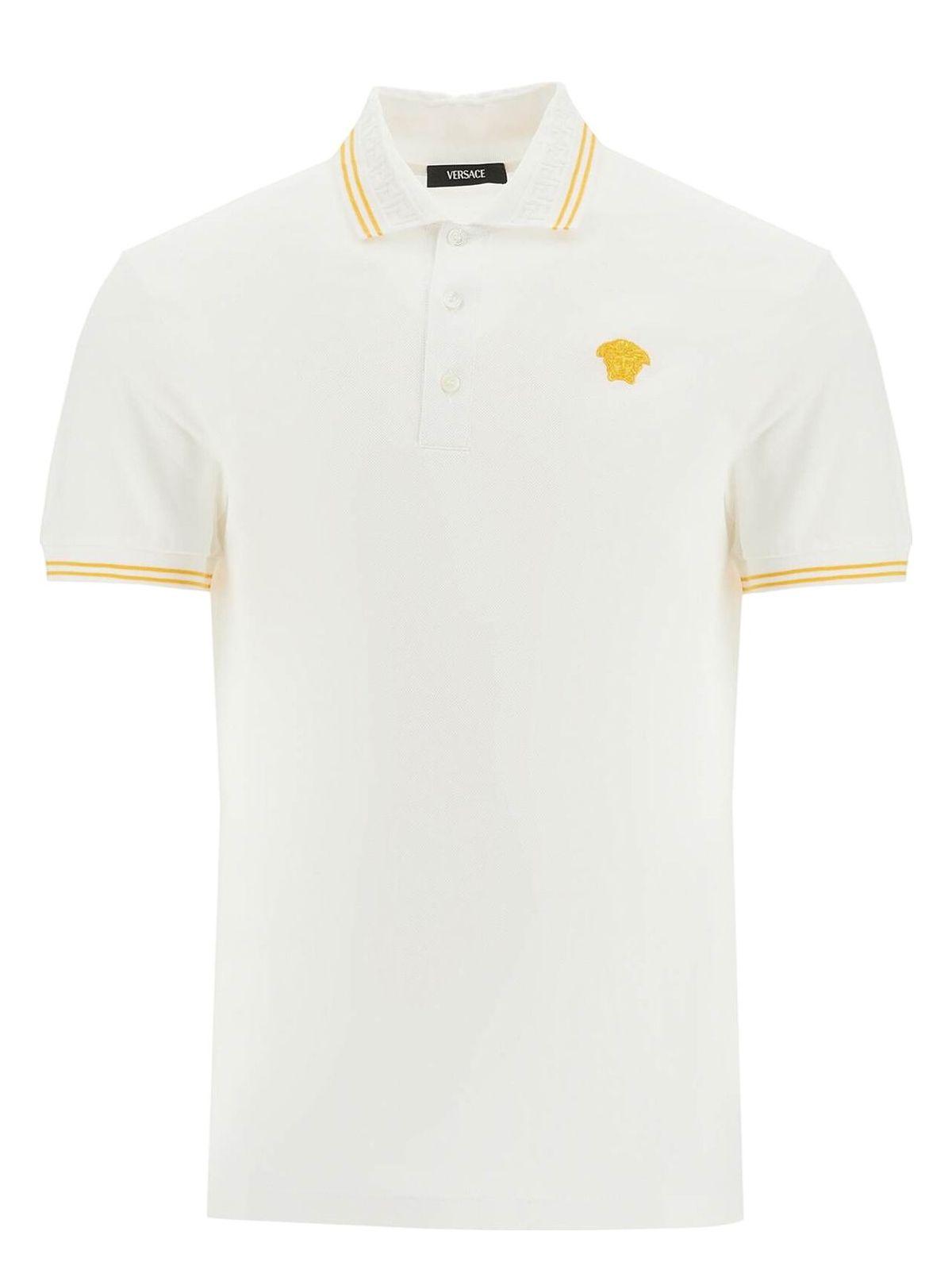 Tシャツ・カットソー VERSACE White Piquet Polo Shirt Versace Piquet Polo Shirt in White for Men | Lyst