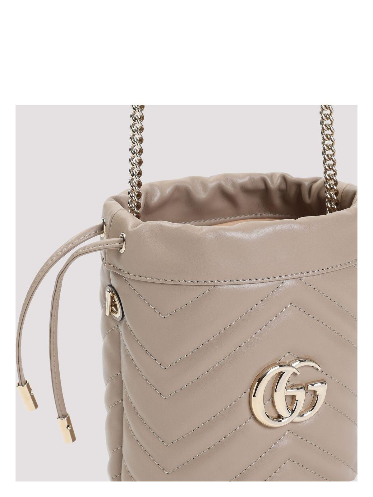 【関税&送料込】Gucci Cappuccino Leather Marmont Bucket Bag Gucci Cappuccino Leather Marmont Bucket Bag in Natural | Lyst