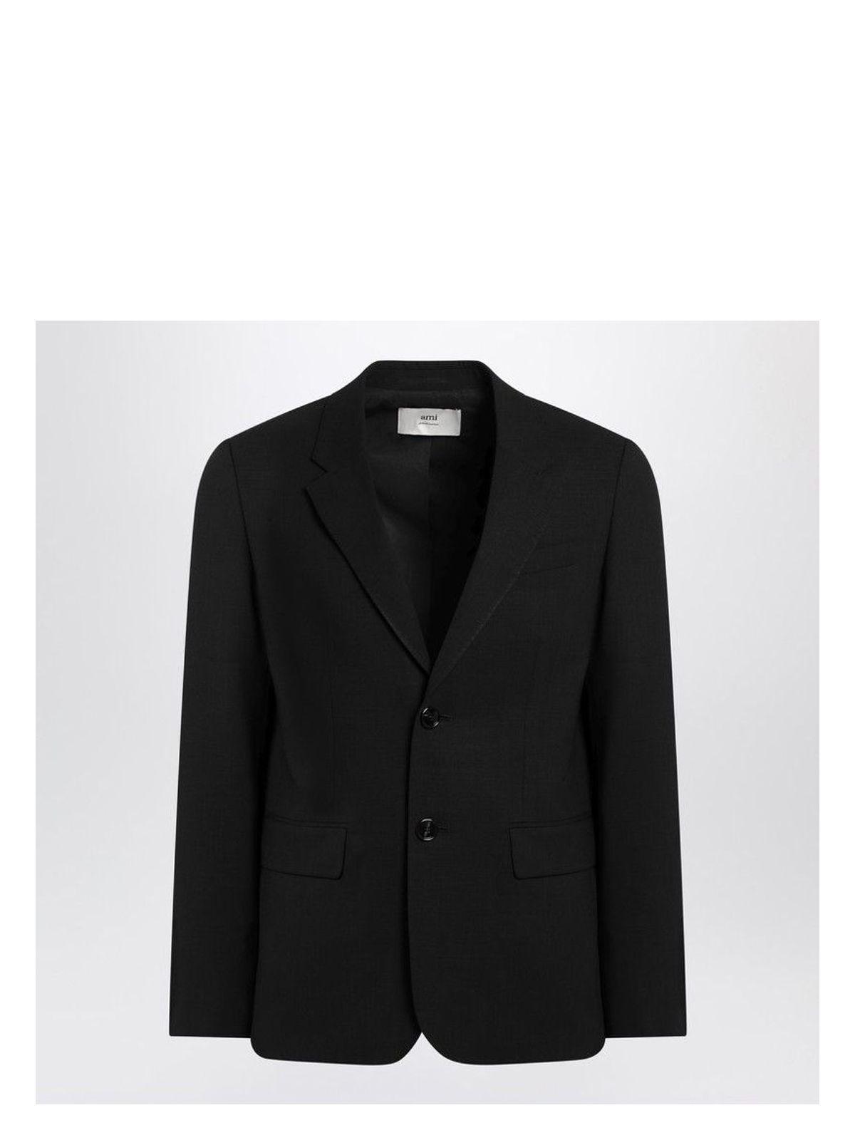ジャケット AMI PARIS BLACK SINGLE-BREASTED JACKET IN WOOL Ami Paris Black single-breasted jacket in wool | TheDoubleF