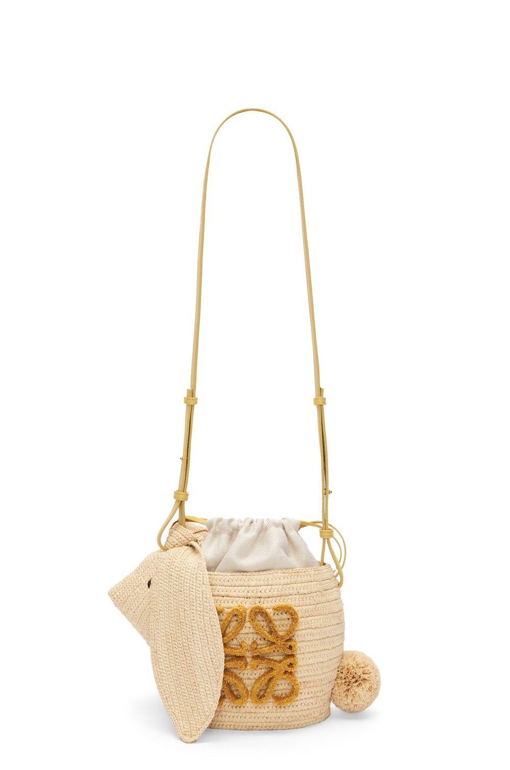 Elephant basket bag in raffia and calfskin Ekseption